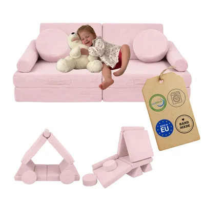 Image de Canapé de jeu Flumi pour enfants, 10 pièces, mousse – Meuble de jeu Montessori modulaire avec housse lavable pour chambre d'enfant