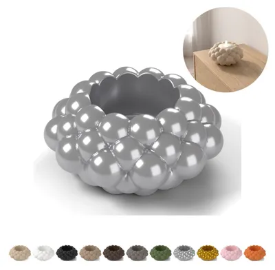 Immagine prodotto di Portacandele LED Bubble 3,7 cm, superficie a bolle, PLA – Argento seta