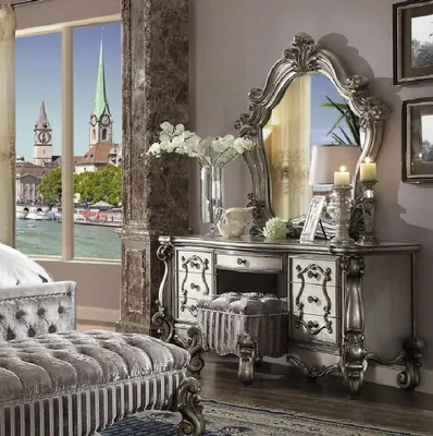 Produktbild von Klassischer Schminktisch Spiegel Luxus Konsole Kommode Schlafzimmer Barock neu