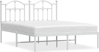 Image de vidaXL Cadre de lit avec tête de lit en métal blanc 140x200 cm