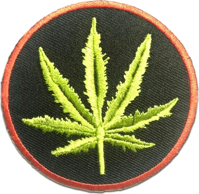 Obrázek produktu pro Weed Marijuana Cannabis - záplata, nažehlovací záplata, aplikace, záplaty, nažehlovací, velikost: Ø 8 cm