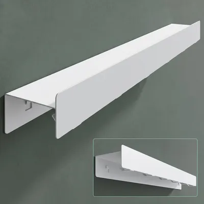 Produktbild von Mai & Mai Wandgarderobe mit Ablage und 6 Haken, Garderobenleiste mit versteckten Kleiderhaken, Kleiderstange Wandmontage 60cm, Sandweiß Stalo-11