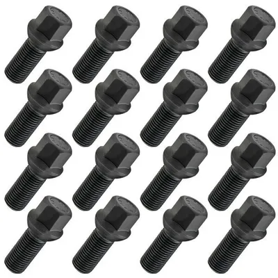Produktbild von 16x Radschraube M14x1.5 , Gewindelänge: 28mm, Kugelbund, SW17, Schwarz