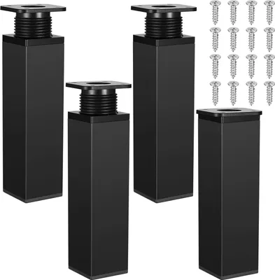 Produktbild von 4 verstellbare Möbelbeine 15 cm, Metall, für Tisch/Garderobe/Küche (Schwarz)