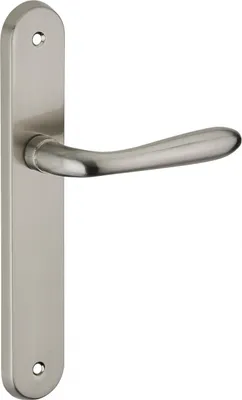 Image de Ensemble de poignées pour porte intérieure Athena sans trou, carré 7mm, entr'axes 195mm, nickelé brossé - THIRARD