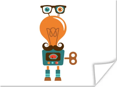 Produktbild von MuchoWow® Poster Roboter - Brille - Schnauzbart - Kinder - Jungen 160x120 cm - Foto Plakat