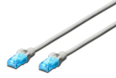 Produktbild von DIGITUS Patchkabel RJ45 U/UTP Cat5e 30.00m grau Hebelschu Polybeutel