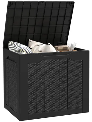 Image de Coffre de rangement pour l'extérieur - 93 litres - Étanchéité assurée - Poignées intégrées - Empilable - Plastique - Noir