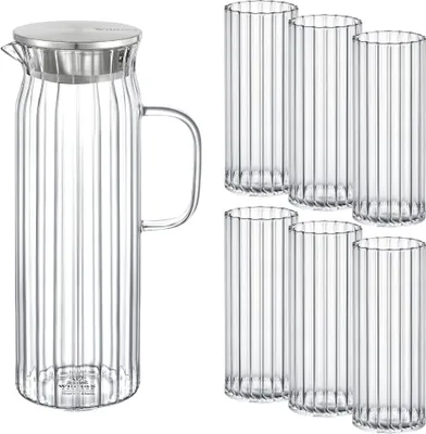 Produktbild von Zestaw szklanek i karafek Wilmax, 6 szklanek i 1 karafka, WL-888220/A-888626/A6