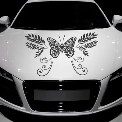 Produktbild von Aufkleber - Autoaufkleber "Butterfly Ranke" 90cm x 53cm schwarz - Tuning Carystyling Heckscheibe Auto