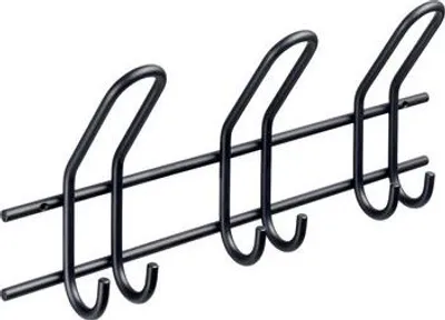 Produktbild von Hettich Garderobenleiste Stahl 3-reihig 16,5 x 43 cm schwarz