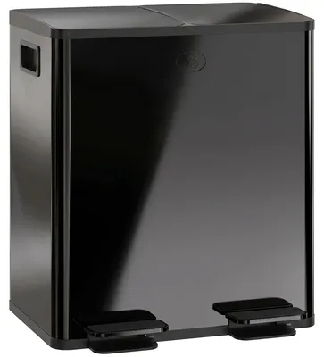 Immagine prodotto di Contenitore per rifiuti doppio, capacità 2 x 20 litri, con pedale | Colore: nero | Dimensioni: 45,8 x 36 x 51,6 cm