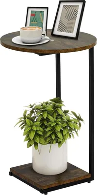 Produktbild von HDANI Beistelltisch Runder Couchtisch 40x40x60 cm Vintagebraun-schwarz