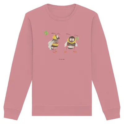 Produktbild von Mr. & Mrs. Panda Baumwoll Sweatshirt Bienen Paar Größe XXL - Canyon Pink - Geschenk, Hochzeitstag, Sweater, Schildkröten, für Freundin, Pullover, Bio, Valentinstag, Pulli