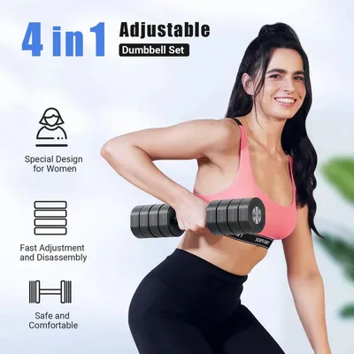 Productafbeelding van Halters set van 2 verstelbaar 1 tot 4 kg zwart voor krachttraining en fitness thuis
