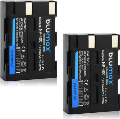 Produktbild von 2x Blumax Akku kompatibel mit Konica Minolta NP-400 |-1650mAh -| DiMAGE A1 - A2 / Dynax 5D - 7D / Maxxum 5D - 7D