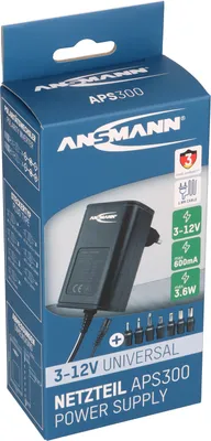 Produktbild von Ansmann APS 300, 3,6 W, 3V / 4.5V / 5V / 6V / 7.5V / 9V / 12V, Schwarz, 250 mm, 100 mm, 45 mm