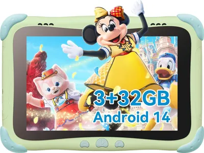 Produktbild von BWJBSW Kindertablet 8 Zoll Kinder Android 14, 3GB RAM + 32GB ROM, Wi-Fi, Bluetooth, Typ-C, Kinder Quad Core Grün