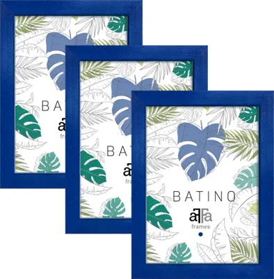 Produktbild von aFFa frames, Batino, Bilderrahmen aus Holz, mit Acrylglasfront, HDF-Hintergrund, Dunkelblau, 15x21 cm, 3er Set