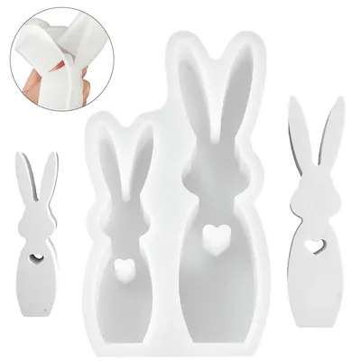 Produktbild von Silikonform Gießformen Ostern, 3 Stück Osterhase Silikonform Ostern für Frühling, Hase Gipsformen Zum Gießen