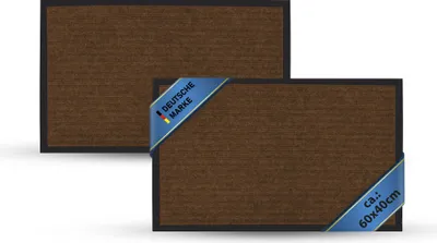 Produktbild von Fußmatte "2er Pack" Eingangsbereich- Schmutzfangmatte ( Braun / 60x40cm ) rutschfeste Sauberlaufmatte für Innen und Außen, saugfähiger Fußabstreifer