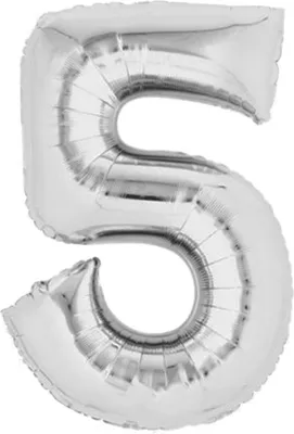 Zdjęcie produktu dla Balon foliowy nr 5, ok. 100 cm, srebrny