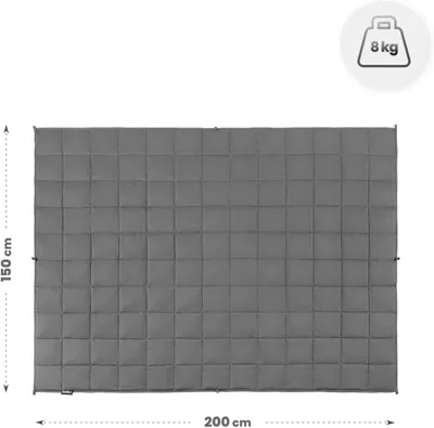 Produktbild von Gewichtsdecke 8kg, Therapiedecke aus Mikrofaser, 150x200cm, 7-Schicht-System mit Glasperlen, , für Besseren Schlaf und Stressabbau, Grau