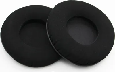 Two black ear pads for headphones are shown on a white background.