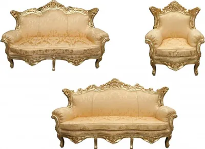 Produktbild von Casa Padrino Barock Wohnzimmer Set Gold Blumen Muster/ Gold - 3er Sofa+2er Sofa + 1 Sessel