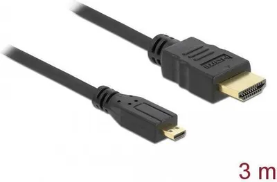 Imagen del producto de Delock - Cable HDMI - Conector HDMI macho a conector micro HDMI tipo D de 19 pines macho - 3 metros