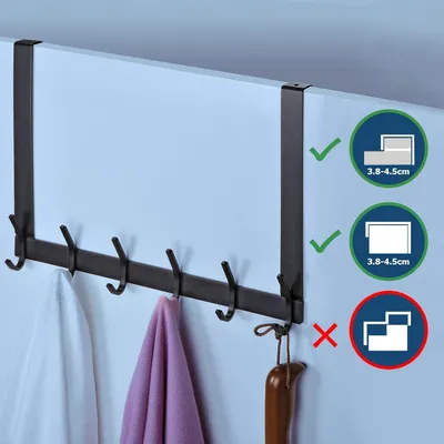 Produktbild von Famanu Türgarderobe mit 12 Haken - Mattschwarz, für Türen bis 2,1 cm