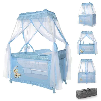 Zdjęcie produktu dla Lorelli MAGIC SLEEP + BLUE MOON SLEEPING BEAR łóżeczko turystyczne i kojec 2w1