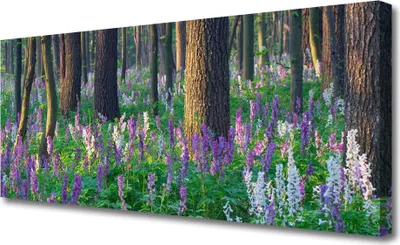 Imagen del producto de Cuadros decorativos para pared, tipo lienzo, de 125x50 cm. Impresión artística sobre lienzo, con motivos de bosque, flores y naturaleza