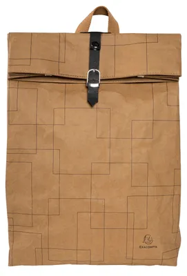 Produktbild von Exacompta 17640E Rucksack 32x44x12cm aus Papier in Lederoptik, Serie Eterneco - Braun geometrische Motive
