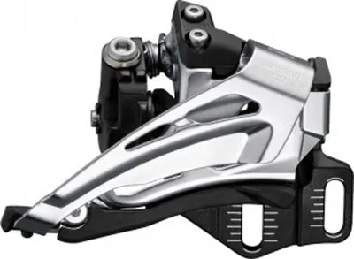 Immagine prodotto di SHIMANO FD-M6025-E deragliatore anteriore 'Deore', 2x10 velocità, Top Swing, Down Pull, 66-69°, E-Type, nero/argento