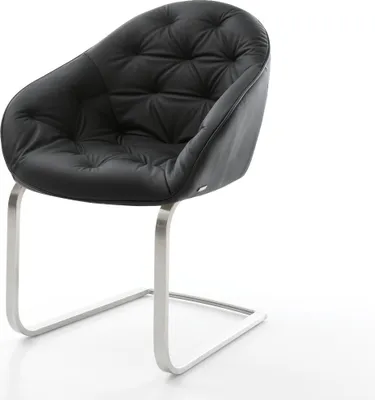 Produktbild von DELIFE Freischwinger Gaio-Flex Echt-Leder Schwarz Freischwinger flach Edelstahl