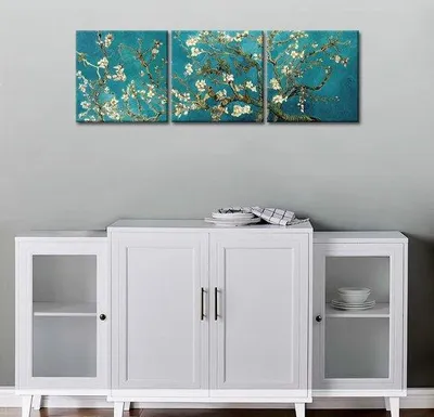 Immagine prodotto di Famanu, quadro su tela con stampa di fiori di mandorlo - set di 3 pezzi, 48 x 48 cm