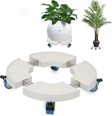 Produktbild von Izrielar Pflanzenroller rund, Ø 38cm bis 52cm,Tragkraft 200 kg, Blumentopf Rolluntersetzer mit Rollen, Blumenroller für Außen & Innen