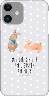 Produktbild von Mr. & Mrs. Panda Iphone 11 Handyhülle Hasen Muschel - Grau Pastell - Geschenk, Muscheln, Handy Schutzhülle, Meer, Hülle, Bruder, Strand, Case, Cover, BFF