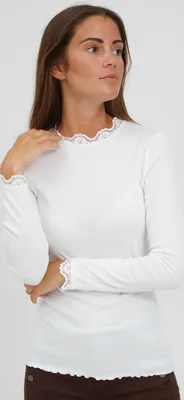 Obrázek produktu pro fransa FRHizamond Dámské tričko s dlouhým rukávem, s krajkou, ze strečové bavlněné směsi, slim fit