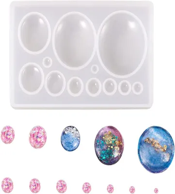 Produktbild von Silicone Form für DIY Schmuck, 10 Cavity Oval Dome, für Anhänger, Armbänder, Ketten, Ohrringe