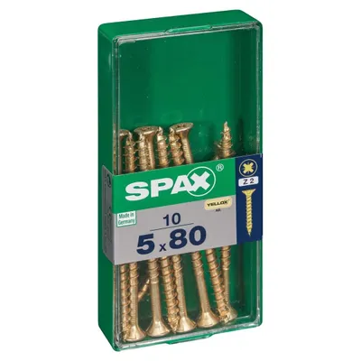 Immagine prodotto di Set di 10 viti in acciaio a testa svasata pozidriv SPAX, Diam.5 mm x L.80 mm