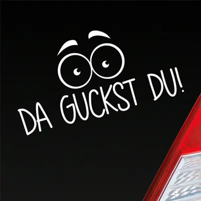 Produktbild von Auto Aufkleber Da guckst du! Augen wundern 19,4x10 cm Weiss Glanz Sticker Heckscheibenaufkleber