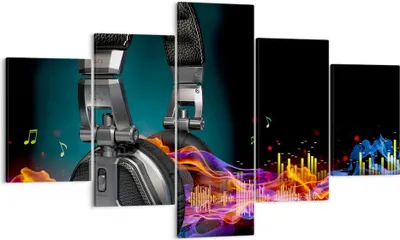 Produktbild von Bild auf Leinwand - Leinwandbild - Feuer Audio Kopfhörer - 125x70cm - Wand Bild - Wanddeko - Leinwanddruck - Bilder - Kunstdruck - Wanddekoration - Leinwand bilder - Wandkunst - EA125x70-2653