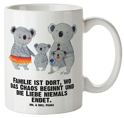 Produktbild von Mr. & Mrs. Panda Kaffeepott Koala Familie - Weiß - Geschenk, Bruder, Papa, Family, Große Teetasse, Kinder, Teebecher, Tasse, weisse, Mama, Keramiktasse, Pott