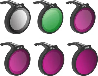 Image de Sunnylife Pack de 6 filtres pour DJI Neo Drone - Gris ND8, ND16, ND32, ND64, CPL polarisant, MCUV ultraviolet