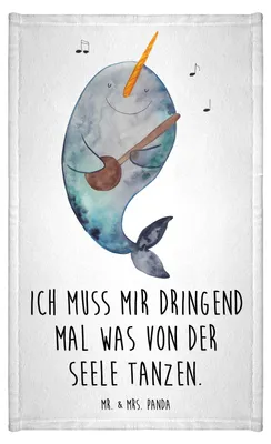 Produktbild von Mr. & Mrs. Panda Handtuch Narwal Gitarre - Weiß - Geschenk, Klein, Tanzen, Wal, Gespräche, Meer, gäste wc, Gästetuch, Probleme, baumwolle