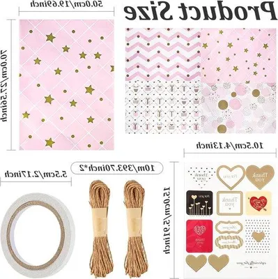 Immagine prodotto di Set da 4 rotoli di carta da regalo rosa con accessori