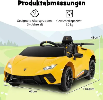 Immagine prodotto di Auto elettrica per bambini Lamborghini Auto elettrica per bambini 12V con telecomando gialla