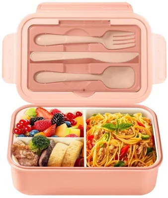 Image de Boîte à boîtes de conserve à 3 compartiments, étanche, lavable au lave-vaisselle, 1 pièce